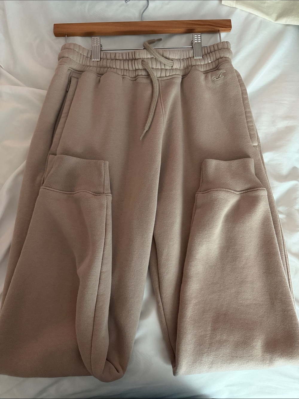 Hollister Kids Taupe Sweatpants with cuffed bottoms like New